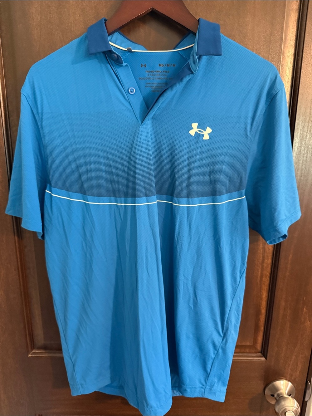 Under Armour Men’s Bright Blue Gradient Polo with Navy Collar